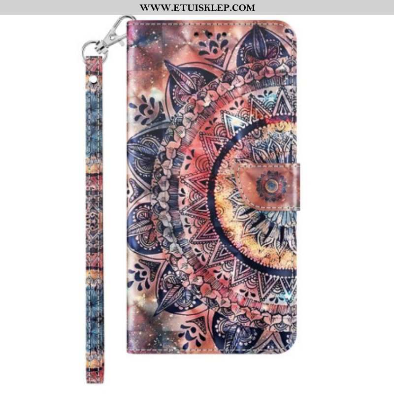 Etui Folio do iPhone 14 Pro z Łańcuch Kolorowa Mandala Z Paskami